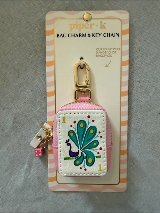 Piper K Accessories - NWT piper·k Pink Peacock Bag Charm & Key Chain